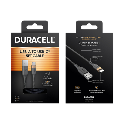 Duracell USB-A to USB-C Cable 5ft