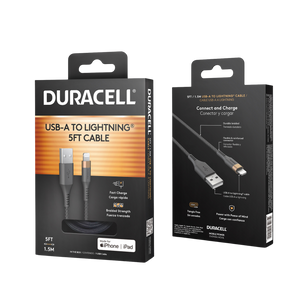 Duracell USB-A to Lightning cable 5ft