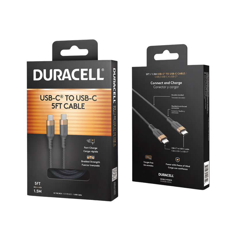 Duracell USB-C to USB-C cable 5ft